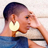 African Tribal Brass Earrings Hammered Oversized Boho Jewelry