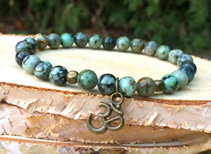 African Turquoise Bracelet Stretchy Lucky Chakras