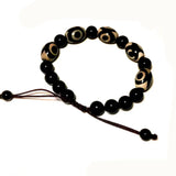 Fengshui DZI 3 Eyes Black&White Agate Bracelet 8mm Beads