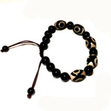 Fengshui DZI 3 Eyes Black&White Agate Bracelet 8mm Beads
