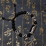 Black/White Phoenix Eye Dzi Bead Bracelet