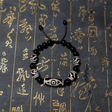 Black/White Phoenix Eye Dzi Bead Bracelet