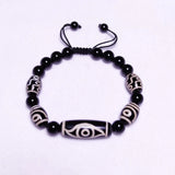 Black/White Phoenix Eye Dzi Bead Bracelet