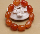 Orange Oval Agate Bracelet 8 Inches