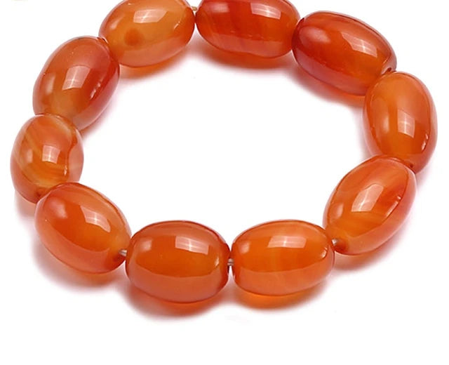Orange Oval Agate Bracelet 8 Inches