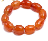 Orange Oval Agate Bracelet 8 Inches