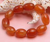 Orange Oval Agate Bracelet 8 Inches