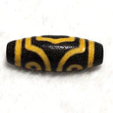 Agate DZI Beads Yellow/Black Dragon Pattern 3 Eyes Totem 11*28mm