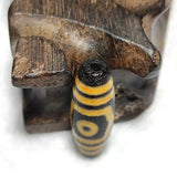 Agate DZI Beads Yellow/Black Dragon Pattern 3 Eyes Totem 11*28mm