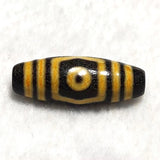 Agate DZI Beads Yellow/Black Dragon Pattern 3 Eyes Totem 11*28mm
