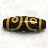Agate DZI Beads Yellow/Black Dragon Pattern 3 Eyes Totem 11*28mm