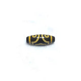 Agate DZI Beads Yellow/Black Dragon Pattern 3 Eyes Totem 11*28mm