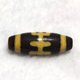Agate DZI Beads Yellow/Black Dragon Men Totem 11*28mm