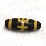 Agate DZI Beads Yellow/Black Dragon Men Totem 11*28mm