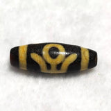Agate DZI Beads Yellow/Black Dragon Men Totem 11*28mm