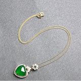 Agate Jadeite Chrysoprase Pendant Necklace Diamond