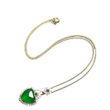 Agate Jadeite Chrysoprase Pendant Necklace Diamond