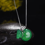 Agate Money Bag Necklace Pendant 5 Colors Jade Pendant Lucky Pendants With Chain