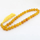 Agate Stone Round 33 Prayer Beads Rosary Tasbin Muslim Bracelet Yellow Tassel