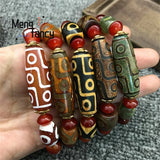 Agate Nine Eyed Dzi Bead Bracelet Natural Jade Jewelry Charms