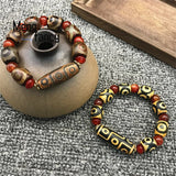 Agate Nine Eyed Dzi Bead Bracelet Natural Jade Jewelry Charms