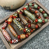 Agate Nine Eyed Dzi Bead Bracelet Natural Jade Jewelry Charms
