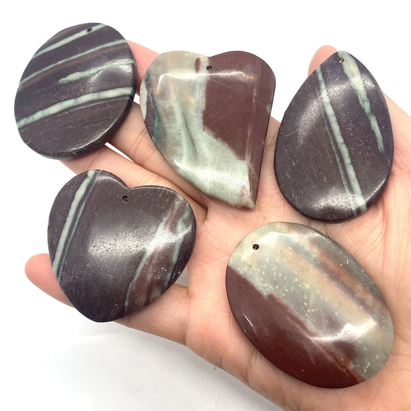 Brown Agate Pendant Set Natural Stone Meditation Charm Necklace Bracelet