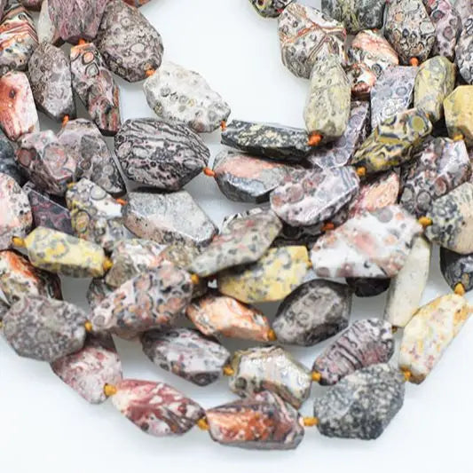Agate Baroque Faceted Leopard Print Beads 18-26mm