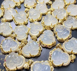 Chalcedony Agate Jade Buddha Inlay Necklace