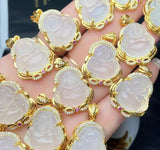 Chalcedony Agate Jade Buddha Inlay Necklace