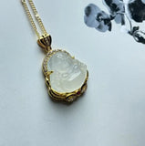 Chalcedony Agate Jade Buddha Inlay Necklace