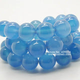 Blue Agate Round Beads Strand 16inch 10mm Semi Precious Gemstones