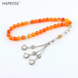 Agate Stone Bracelet Muslim Tasbih Orange Jewelry Necklace Tasbeeh 45 Beads