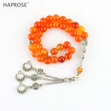 Agate Stone Bracelet Muslim Tasbih Orange Jewelry Necklace Tasbeeh 45 Beads
