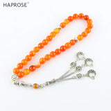 Agate Stone Bracelet Muslim Tasbih Orange Jewelry Necklace Tasbeeh 45 Beads
