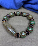 Men's Agate Bracelet with Three Eye Beads