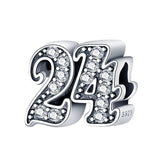 925 Silver CZ Number 30 Bead for Bracelets DIY Anniversary Gift