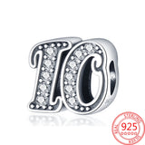 925 Silver CZ Number 30 Bead for Bracelets DIY Anniversary Gift