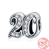 925 Silver CZ Number 40 Bead for Bracelets DIY Age Anniversary Jewelry