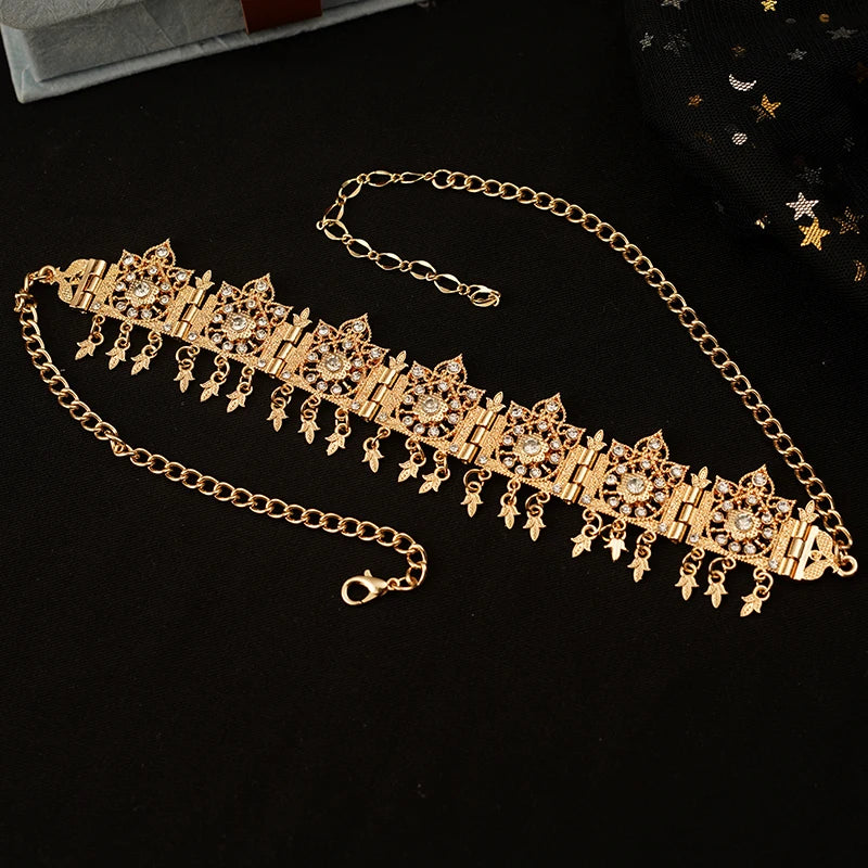 Algerian Moroccan Hair Jewelry Tassles Hair Chain Rhinestone