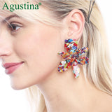 Green Flower Dangle Earrings for Women Girls, Punk Style Christmas Earings