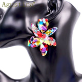 Green Flower Dangle Earrings for Women Girls, Punk Style Christmas Earings
