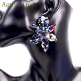 Green Flower Dangle Earrings for Women Girls, Punk Style Christmas Earings