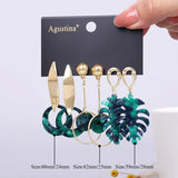 Boho Hoop Earrings Set - Red & Green Drop Earrings for Women