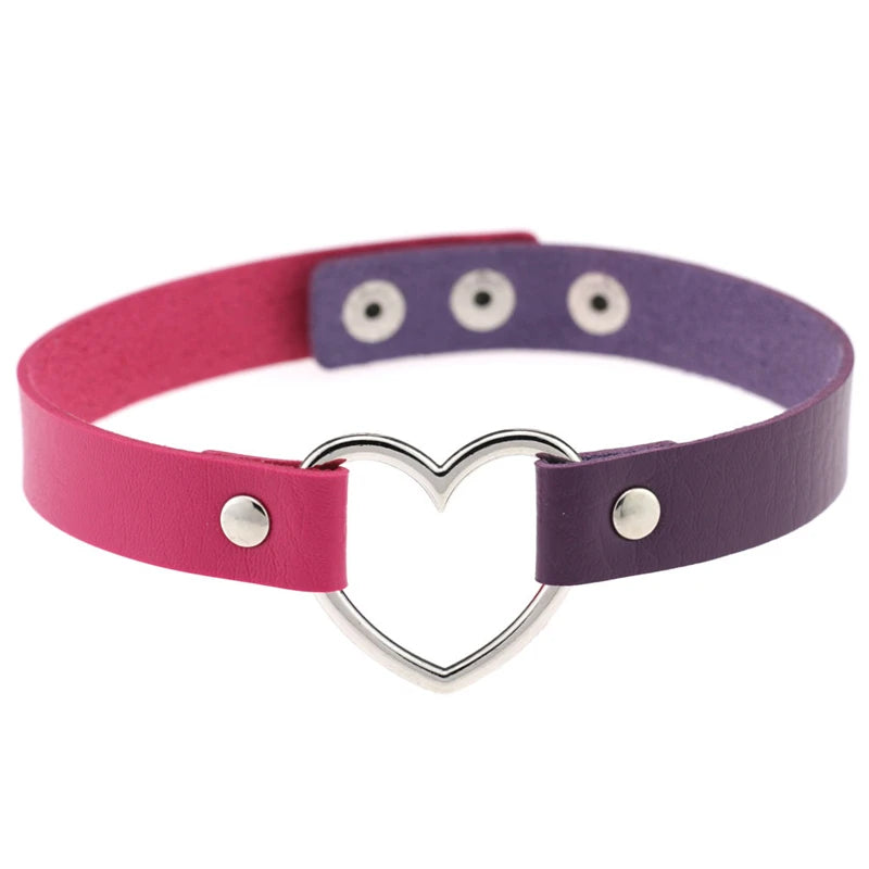 Ahmed Leather Choker Necklace Women Goth Heart Choker Gothic Statement Necklace