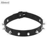 Harajuku Spike Rivet Choker Belt Collar Pu Leather Goth Necklace