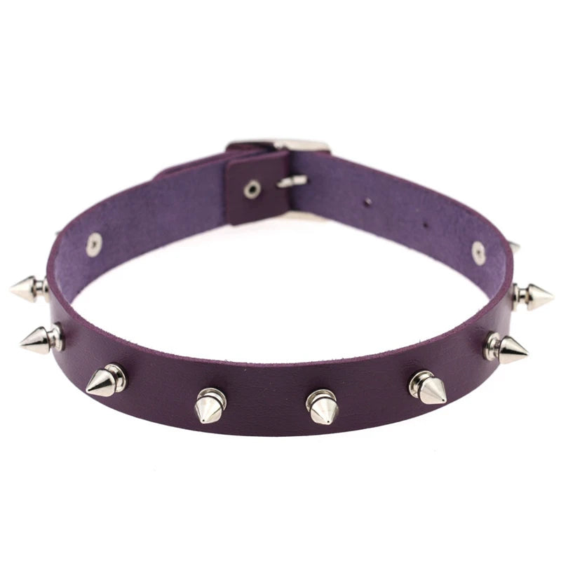 Harajuku Spike Rivet Choker Belt Collar Pu Leather Goth Necklace