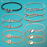 925 Silver Crown & Heart T-Bar Bracelet Snake Chain Charm Bracelet