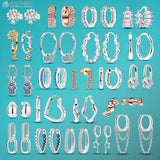 925 Silver Cubic Heart Earrings Liquid Star Hoop Women Earrings