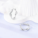 925 Silver Cubic Heart Earrings Liquid Star Hoop Women Earrings